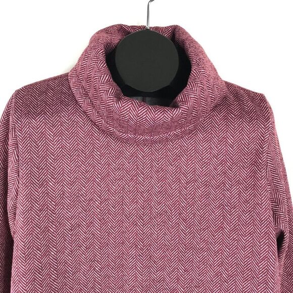 Lands' End Cowlneck Fleece Tunic Sweater Women's Large / 14-16 Herringbone Cozy - Picture 3 of 13